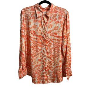 Chicos Sand Wash Satin Animal Shirt Plus Size 3 (16/18) Pattern Nectarin